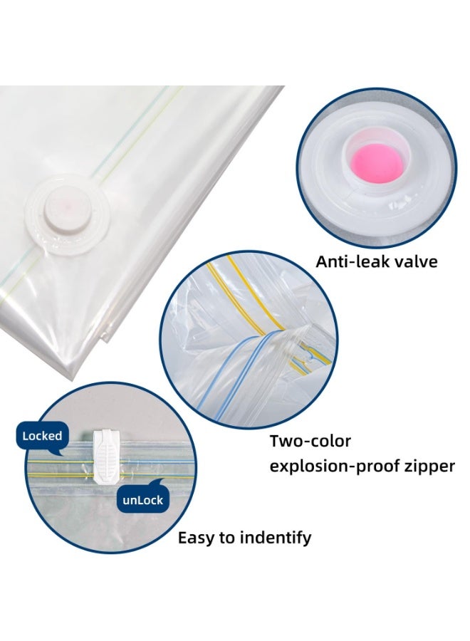 TRAGO Vacuum Storage Bags for Clothes Pack of 7 with Suction Pump & Airtight Valve - Reusable Compression Zipper Space Saver Bags for Travel, Beddings (1 Jumbo, 2 Large, 2 Medium, 2 Small Sealer Bag) - Image 5
